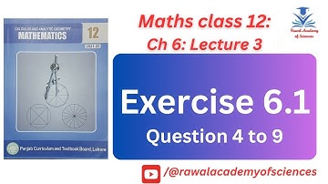 Ex 6.1  (Q 4 to 9 ) Conic Sections || F.Sc 12th class mathematics ||Punjab Boards, Federal Board