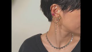 Ear cuffs イヤーカフ | フープのピアスに見えるイヤリング重ねづけ　How to layer earrings