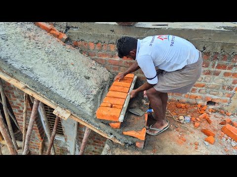 Construction of Stairs _Techniques to Building Terrace Steps with Bricks and Cement Mixer