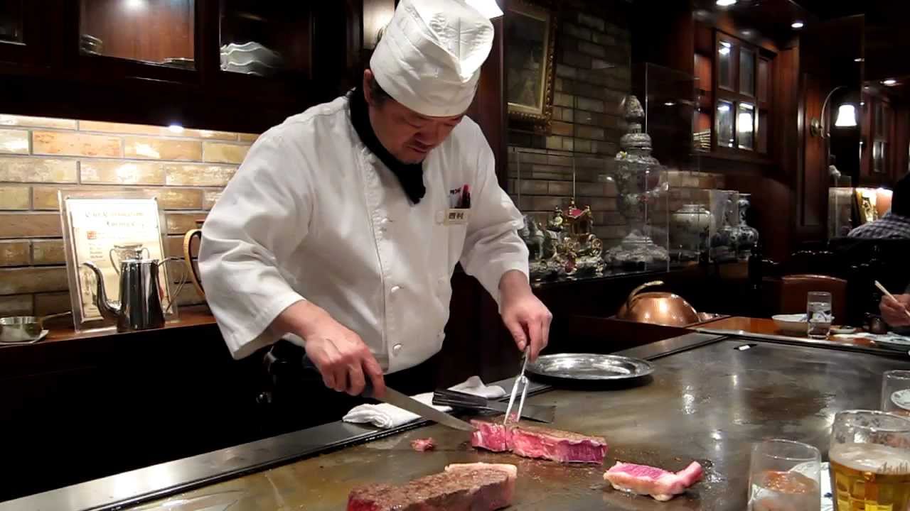Real Kobe beef teppanyaki Steak Land restaurant Kobe, Hyogo, Japan - YouTube