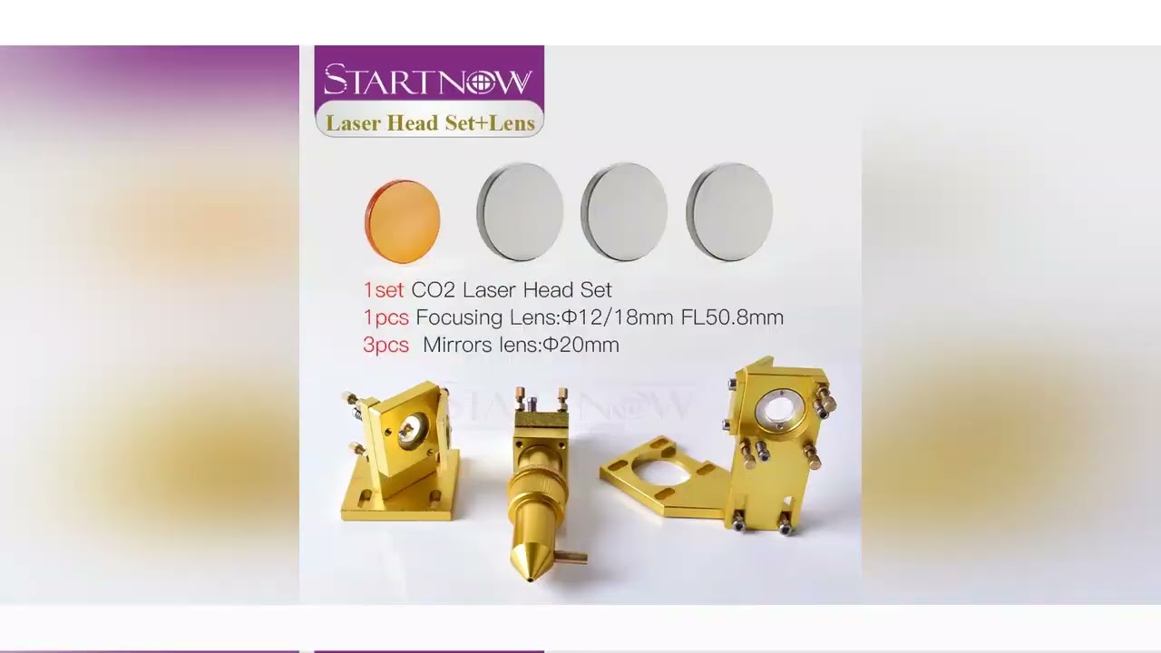 Startnow DIY CO2 Laser Head Set 12mm 18 Focus Lens & 20mm Mo Si Mirror Laser Integrative Mount Holde