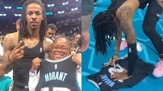 JA MORANT GIVES DABABY'S MOTHER A SIGNED JERSEY AFTER WINNING AGAINST THE HORNETS