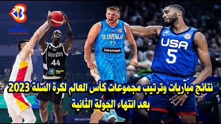 نتائج مباريات وترتيب مجموعات كأس العالم لكرة السلة 2023 بعد انتهاء الجولة الثانية 🔥FIBA