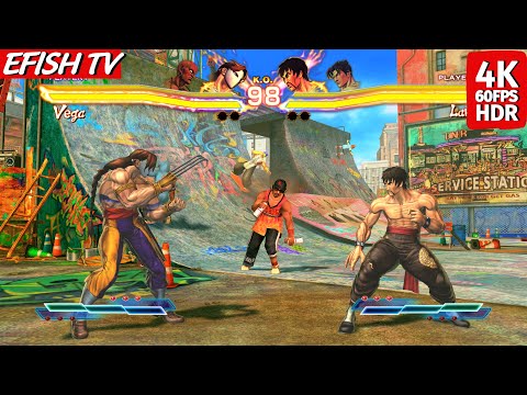 Vega & Dhalsim vs Law & Jin (Hardest AI) - Street Fighter X Tekken | 4K 60FPS