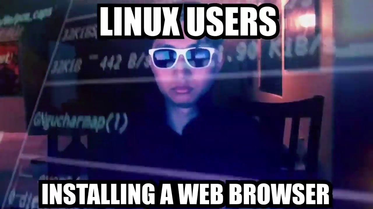 Linux users installing a web browser meme - YouTube