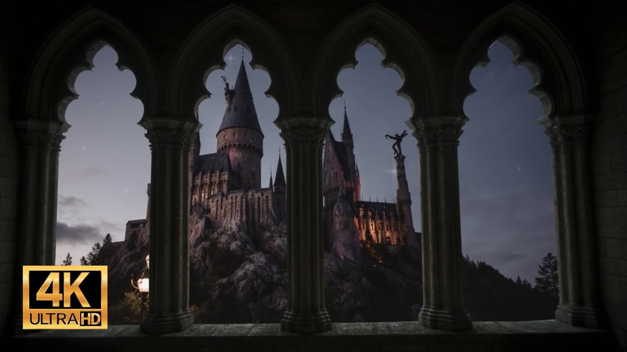 Harry Potter Evening Window View - Hogwarts Summer Evening Atmosphere  for Studying and Sleeping