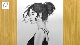 how to draw a girl with messy bun hair easy way | A Girl Drawing WIth Pencil | The Crazy Sketcher how to draw a girl with messy bun hair easy way | A Girl Drawing WIth Pencil | The Crazy Sketcher