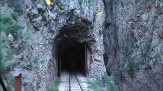 Spectacular cab ride through Vouraikos gorge. Diakofto-Kalavrita rack-railway.