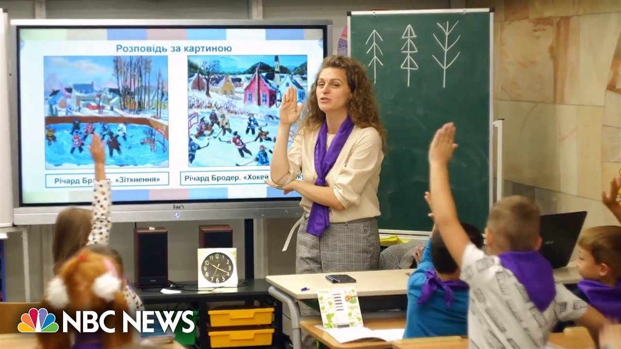 Ukrainian children go to school in subway stations as Russian forces bomb Kharkiv