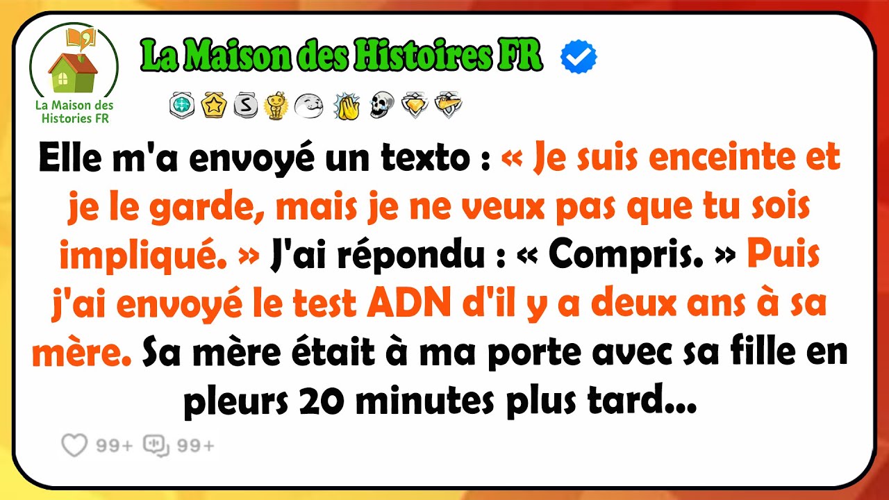 « Il faut que tu saches quelque chose. Je suis enceinte, c’est le tien, mais je ne veux pas que tu t’impliques. » Le message est arrivé à 15h22, un jeudi, pendant que je finissais mes factures....