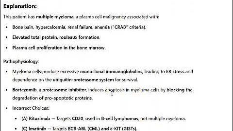 17.proteosome multiple myeloma tx Bortezomib USMLE TYPE QUESTION
