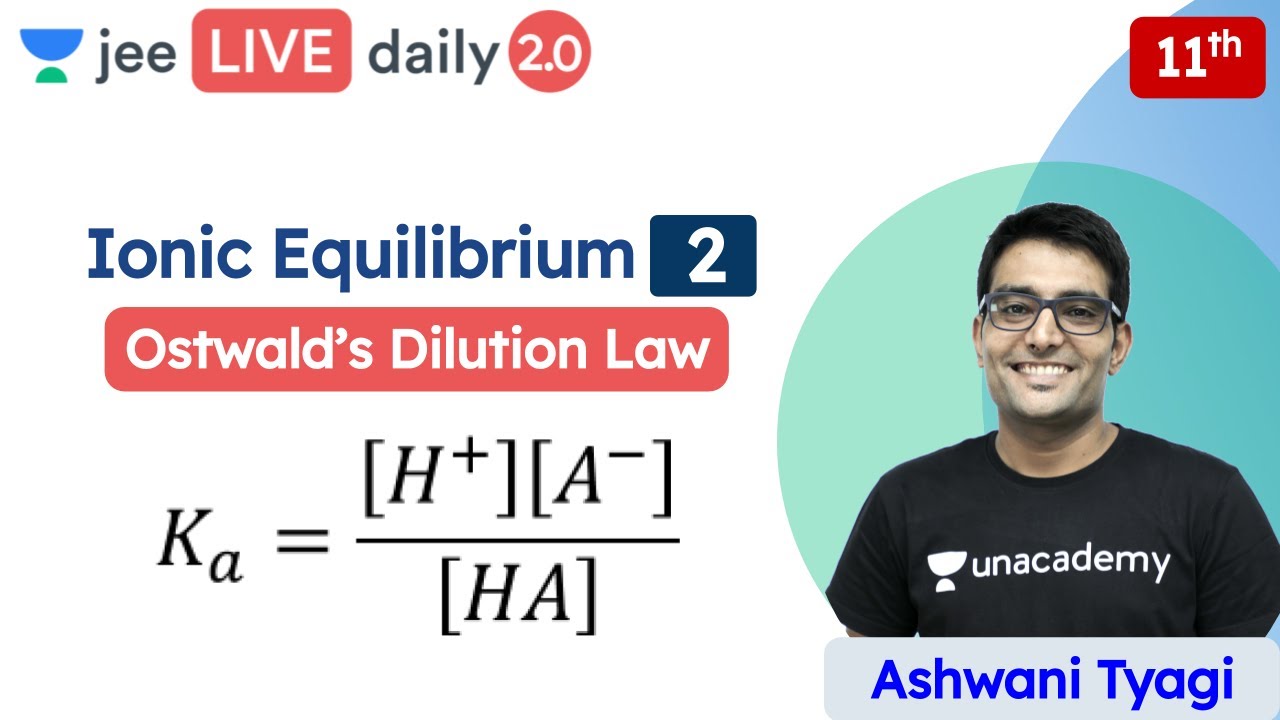 JEE: Ionic Equilibrium L2 | Ostwald’s Dilution Law | Unacademy JEE | JEE Chemistry | Ashwani Tyagi