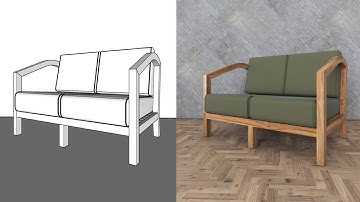 sketchup modeling sofa 2 seat