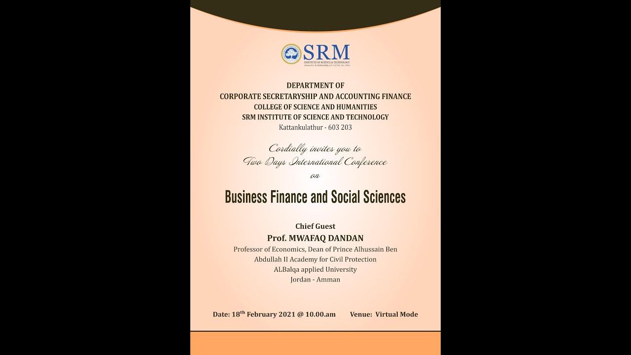 Dept. CS&AF ICBFMS-2021 Inaugural Function - SRM IST KTR