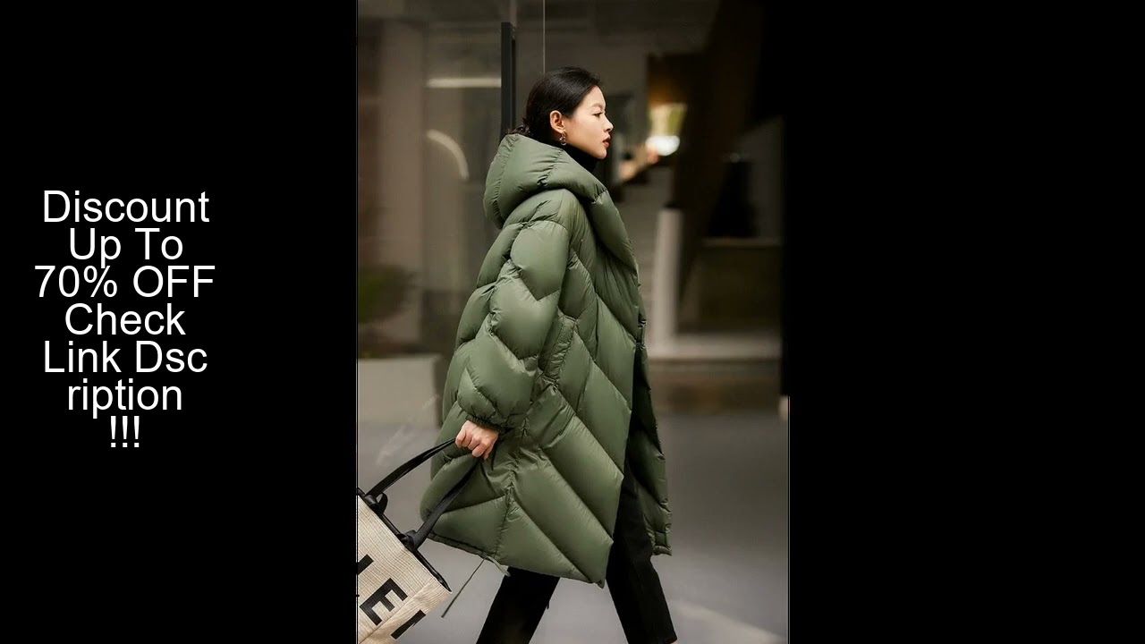 Women's Down Jacket White Duck Down Long Hooded Warm Over Size Loose Casual  Autumn Winter Outwear D