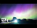 Rare stormy northern lights night walk in real time finland  slow tv 4k