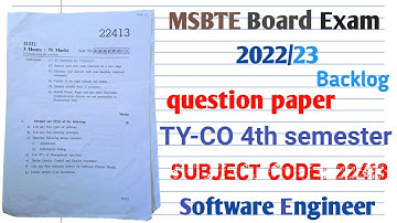 22413 software engineering question paper 2022/23 TY-CO 4th sem MSBTE Board exam question paper