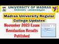 Madras University Regular November 2023 Exam Revaluation Results Published Retolling