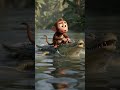 चालाक बंदर ने मगरमच्छ को बेवकूफ बना दिया 😂🐊 #shorts