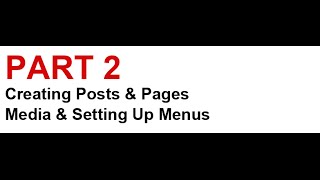 Wordpress Tutorial Part 2. Creating Posts & Pages, Appearance Menus and Media.
