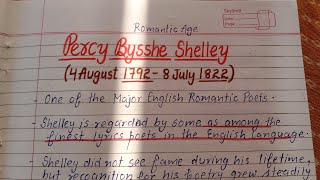 P.B. Shelley | Important Points | Major Works | UGC NET English Literature | Master Cadre English