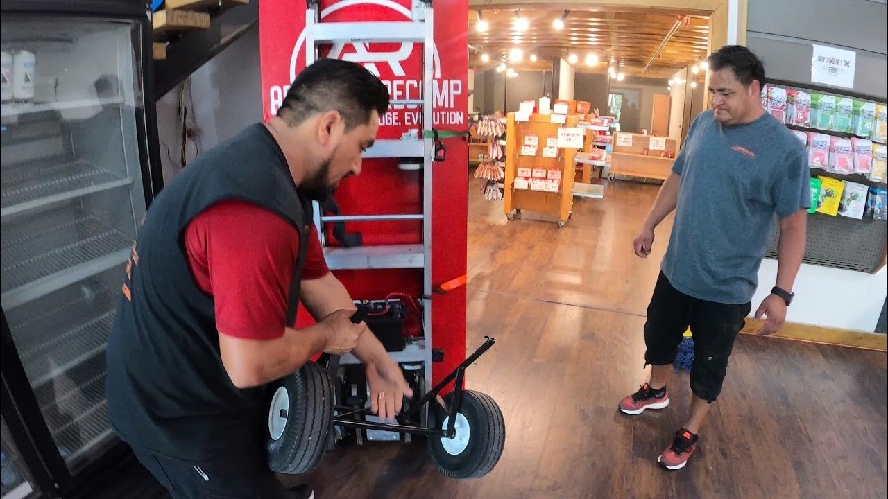 Moving a two door commercial refrigerator upstairs using the electric