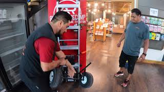 Moving a two door commercial refrigerator upstairs using the electric Escalera dolly | Rescue Movers