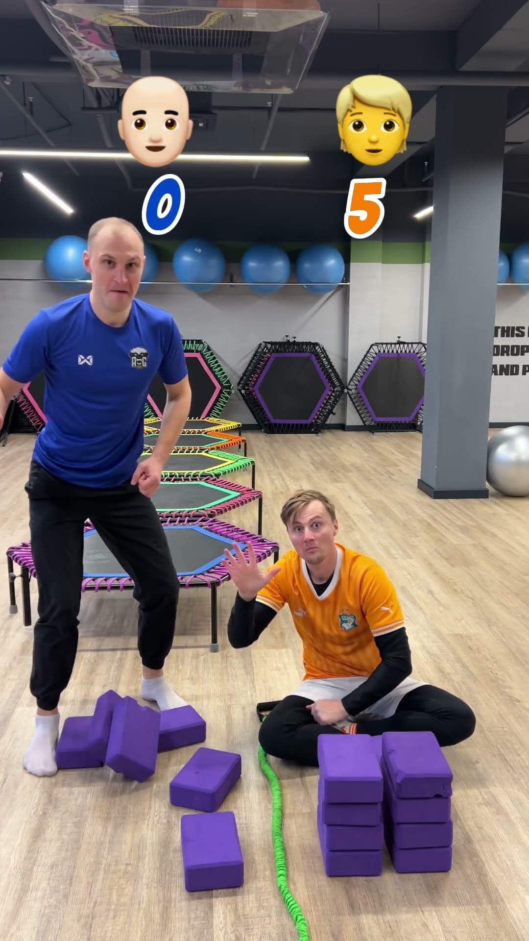 ❌? TRAMPOLINE AND FITNESS BRICKS VS 2 GUYS | WHO WON?