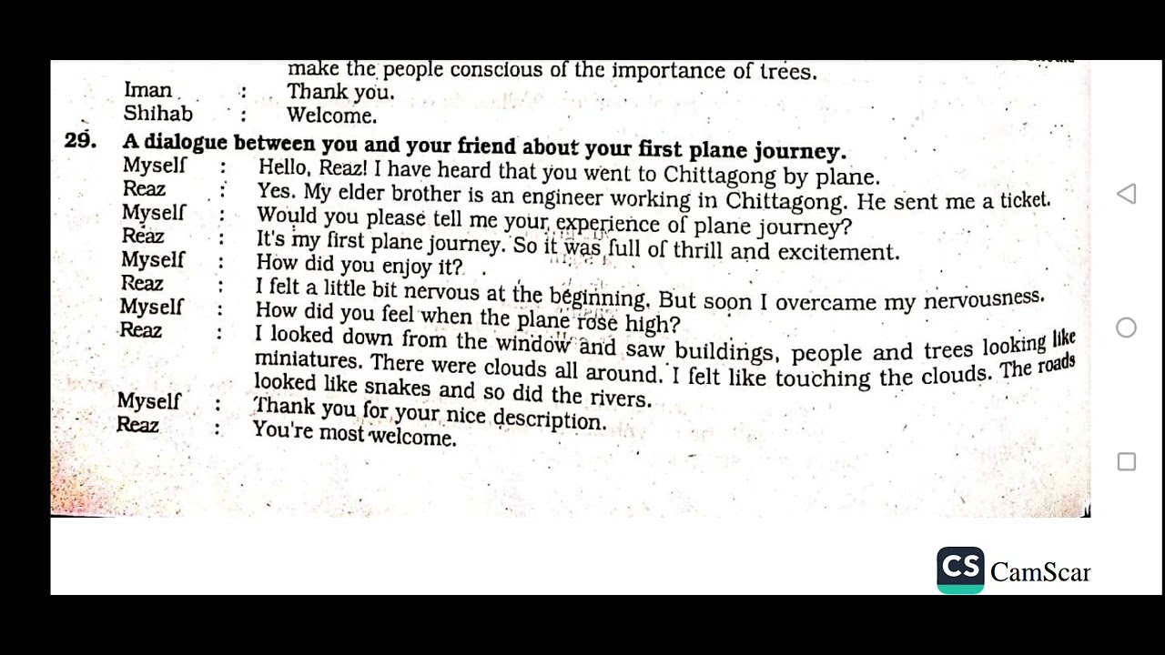 A Dialogue between YOU and Your Friend about Your First Plane Journey ...