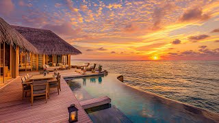 Luxurious Resort Atmosphere In Maldives - Smooth Jazz Tunes And Gentle Ocean Waves At Sunset
