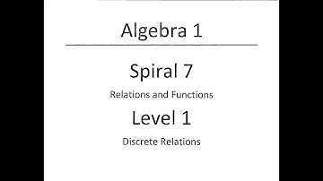Algebra 1: Spiral 7 - Relations and Functions, Level 1 - Discrete Relations