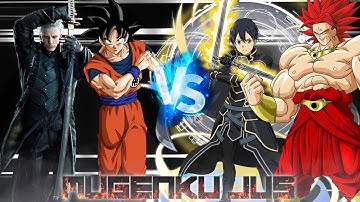 Goku LB & Vergil vs Broly SSJ4 & Kirito (3 forms) ANIME MUGEN JUS Team Fight