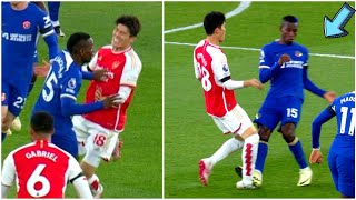 Nicolas Jackson avoids red card for dangerous challenge on Takehiro Tomiyasu in Arsenal vs Chelsea