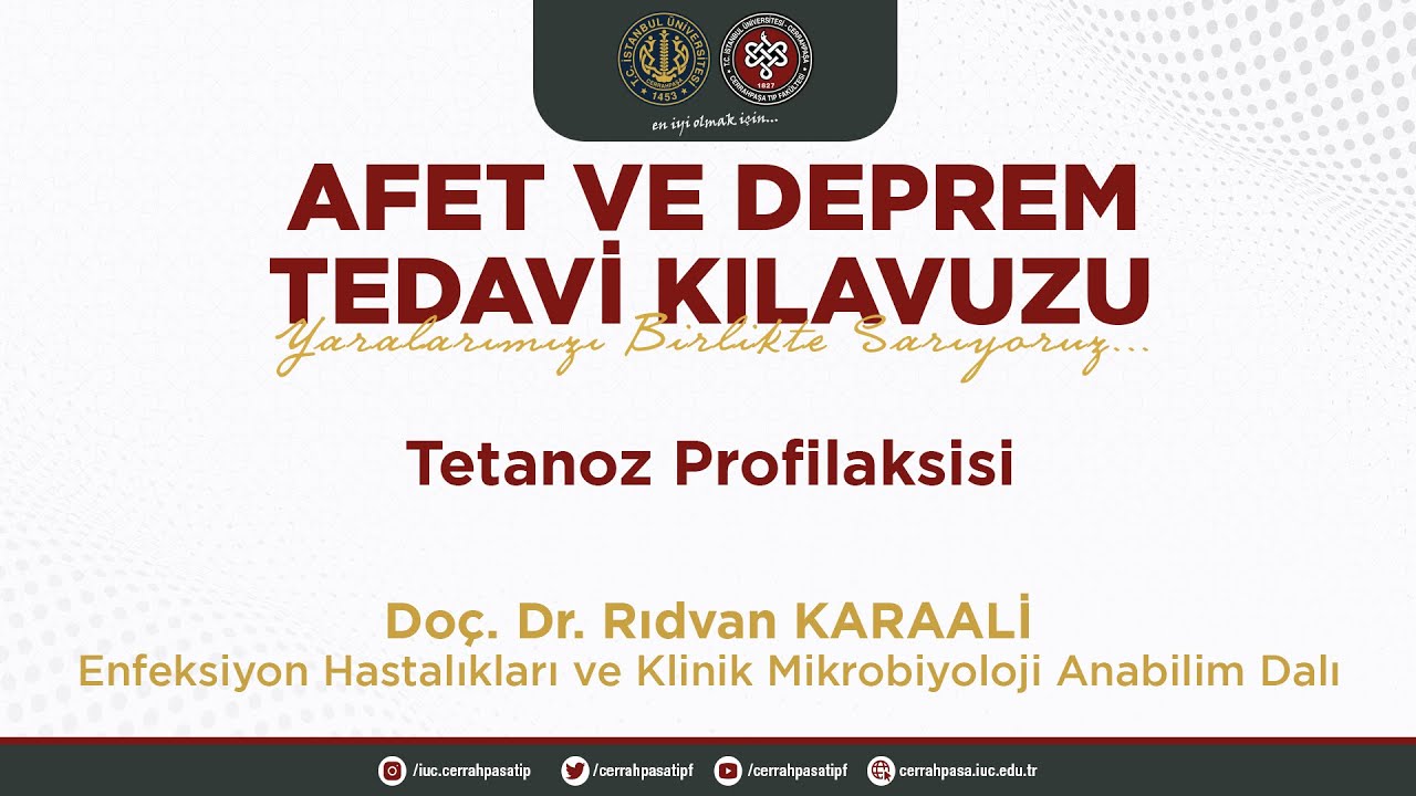 Tetanoz Profilaksisi - Doç.Dr. Rıdvan KARAALİ