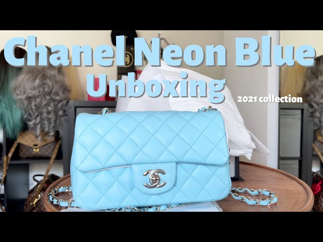 Chanel Mini Rectangular Flap Neon Blue #chanelunboxing #chanel
