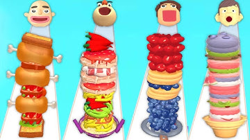 Sandwich Runner, Noodle Run, Pancake Run, Ice Cream Run - Quadruple Gameplay All Levels Mod APK