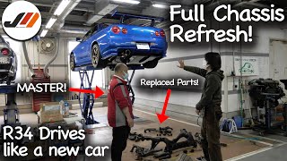 R34 GTR Drives Like a NEW CAR. Complete Chassis Restore. ３４GTRブッシュ交換 ボディリフレッシュ新車に戻るフィリング！説明