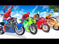 SPIDERMAN suit Verse Team Racing Snow Ramps Challenge Competition Ep.505