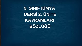 9. Sinif Ki̇mya 2. Üni̇te Sözlüğü 1. Dönem Yazili Sinavi Hazirlik Çalişmasi 9. Sinif Ki̇mya 1. Dönem