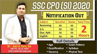 SSC CPO (SI) 2020 Notification Out | Full Details - Age, Syllabus, Qualification, Exam Pattern, PET