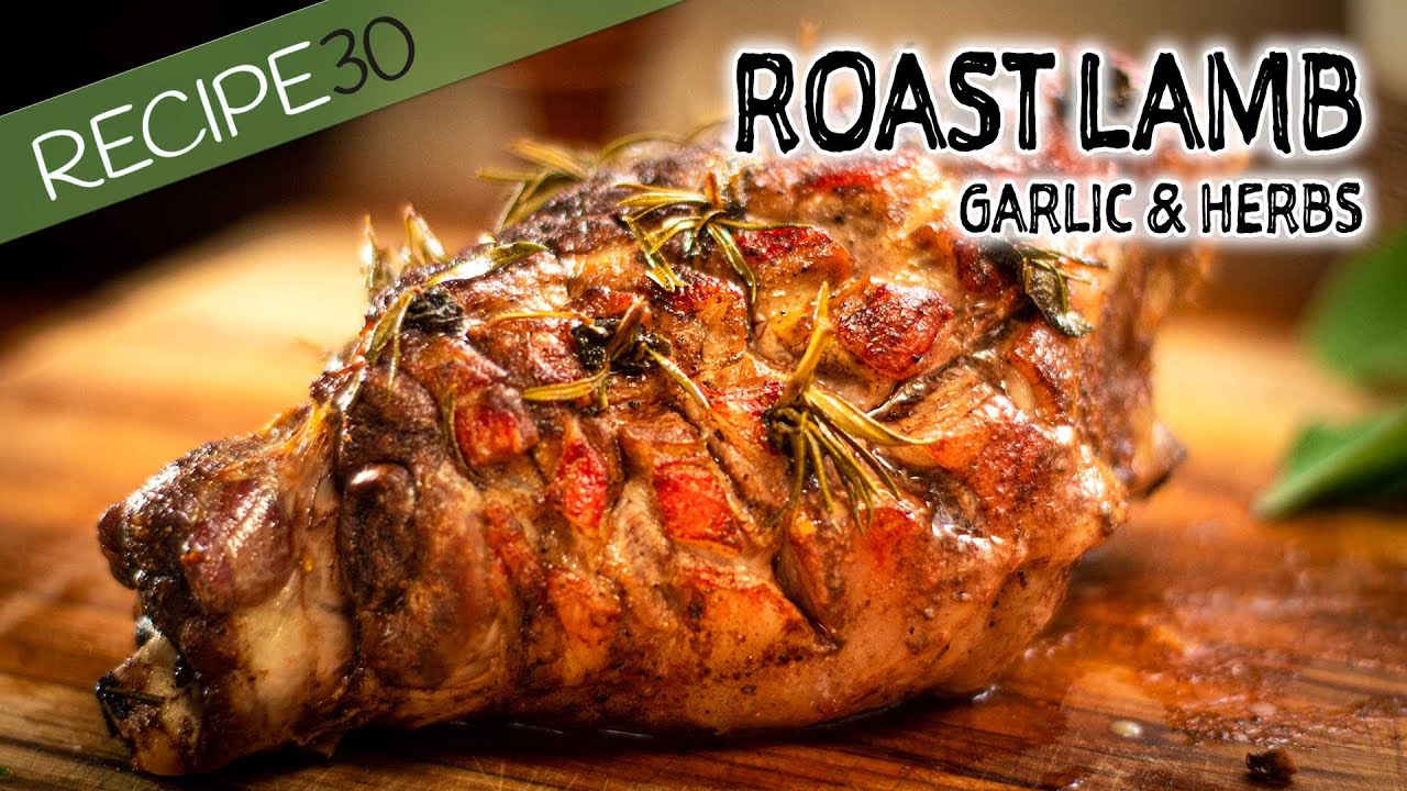 Garlic and Herb Roast Leg of Lamb, Slow Cooked