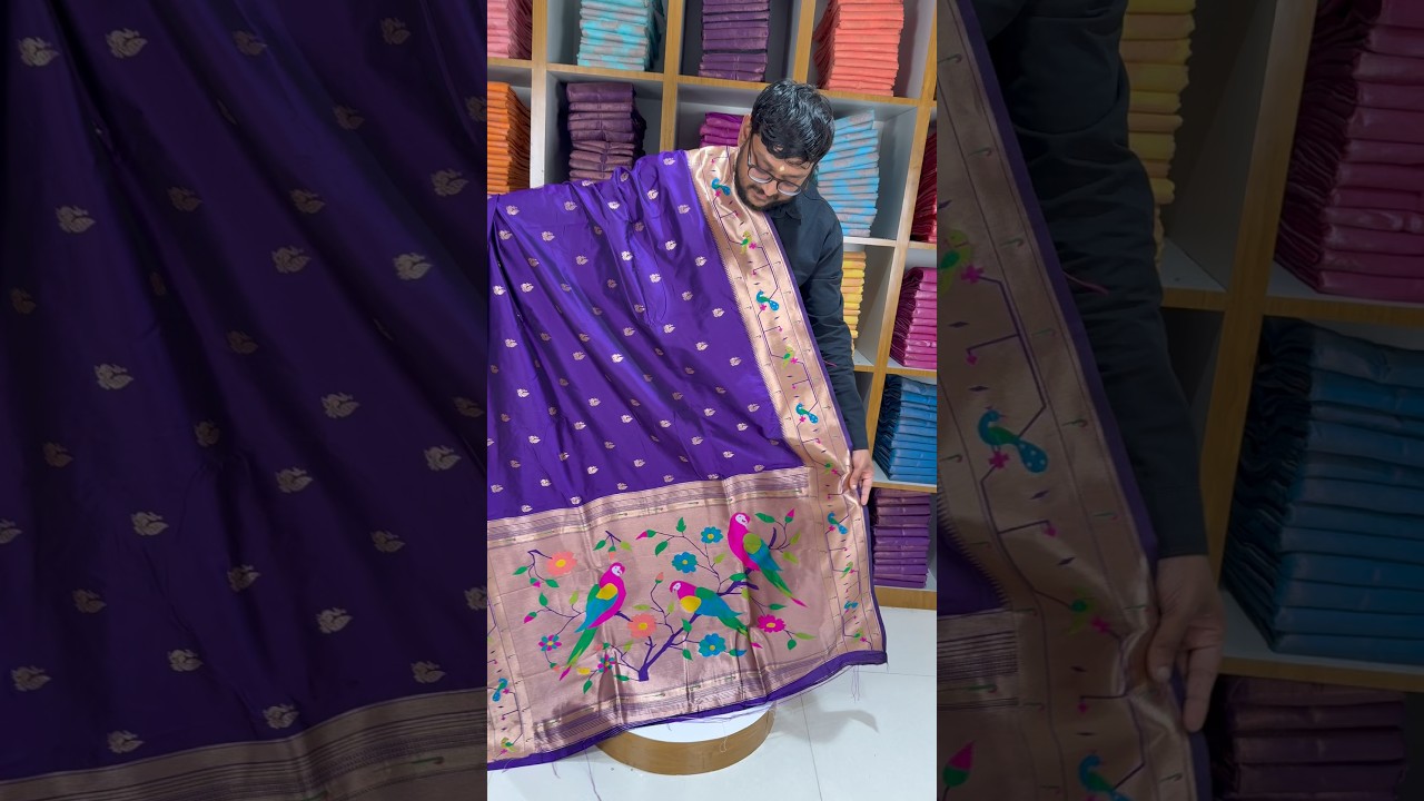 Pure Kanchipuram Paithani Silk Parrot Design Saree