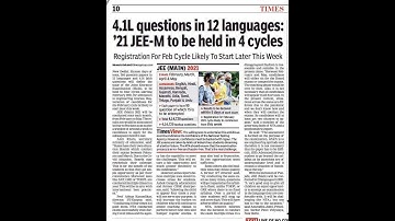 JEE MAIN 2021 LATEST UPDATE Registration from 16-12-20 to 16-01-21|Details in description|