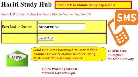 Send OTP ( One Time Password ) SMS to Verify user Mobile Number in Asp.Net C# | Hindi | SMS Gateway