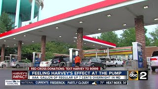 Maryland gas prices rising in Harvey's aftermath