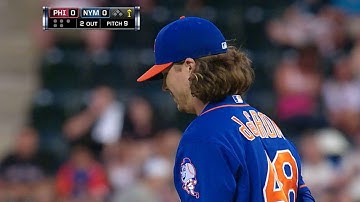 PHI@NYM: deGrom fans five over seven strong