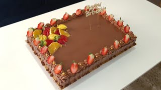 الفيديو لي طلبتوه منيطلبية كيكة عيد ميلادحجم كبير بذوق الشوكولاgâteau d'anniversaire ️