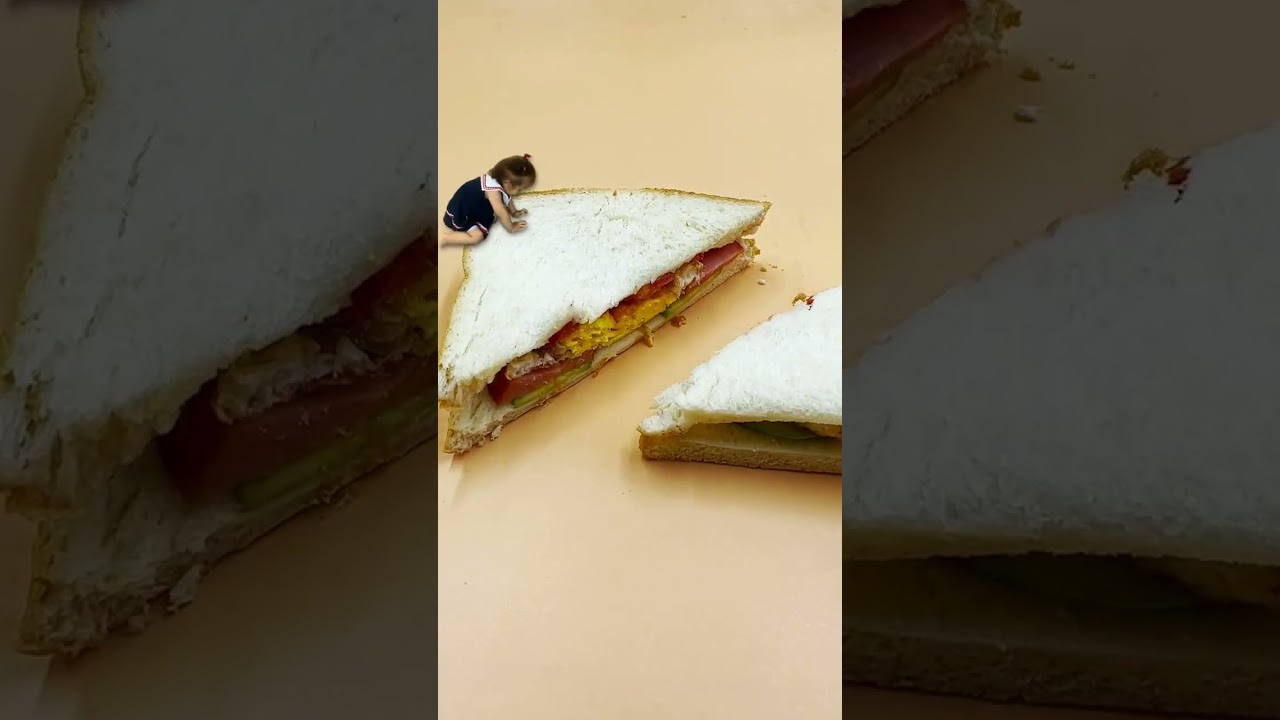 Супер большой сэндвич очень вкусный.  Выздоровление.  Покадровая анимация.  Гурман.  Чрезвычайно уд