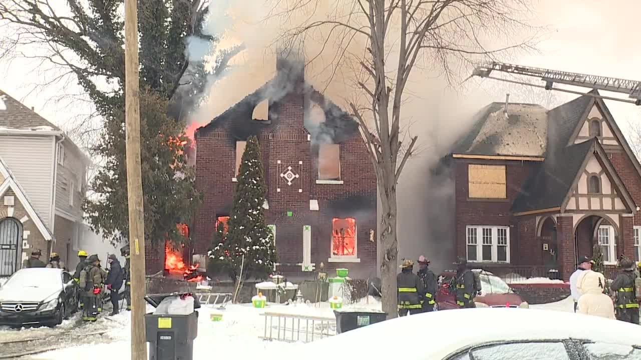 DFD battling two morning fires on Detroit's west side, 1 person transported to hospital
