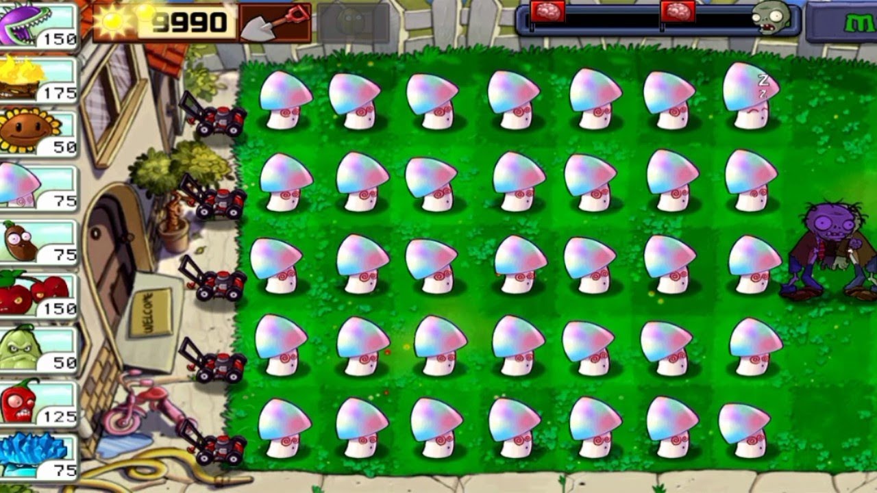 Hypno - shroom vs 9999 Zombies | Plants vs Zombies Hack - YouTube